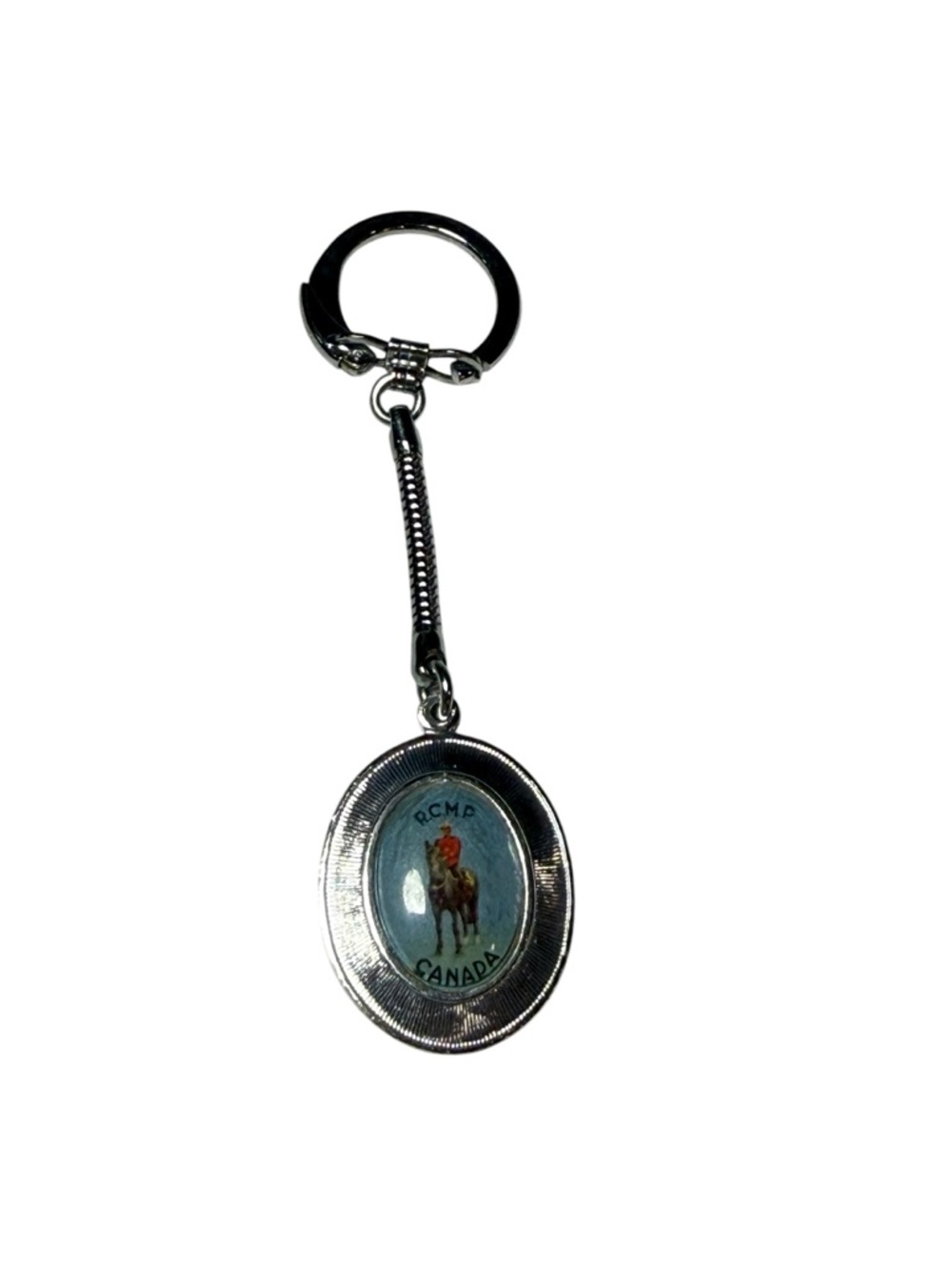Vintage RCMP Canada Keychain Mountie Horse Silver Tone Souvenir Key Ring